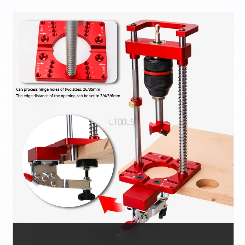 Multifuncional Dobradiça Hole Locator Liga de Alumínio Handheld Broca Precisa Stand Carpintaria Perfurador Jig 35 mm 26 mm