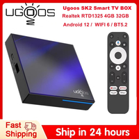 Ugoos SK2 Smart Set Top Box Realtek RTD1325 ARM Cortex-A55 4GB 32GB Android 12 Wifi6 BT5.2 RJ45 100M 4K HDR Media Player TV Box