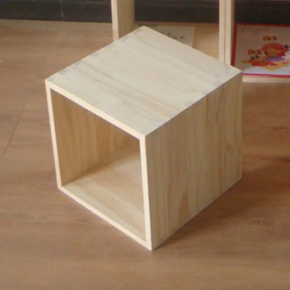 

Wooden Storage Box Solid Wood Diy Cube Bin For Home Office Organizer Unfinished Craft Project Stackable Shelves Wooden