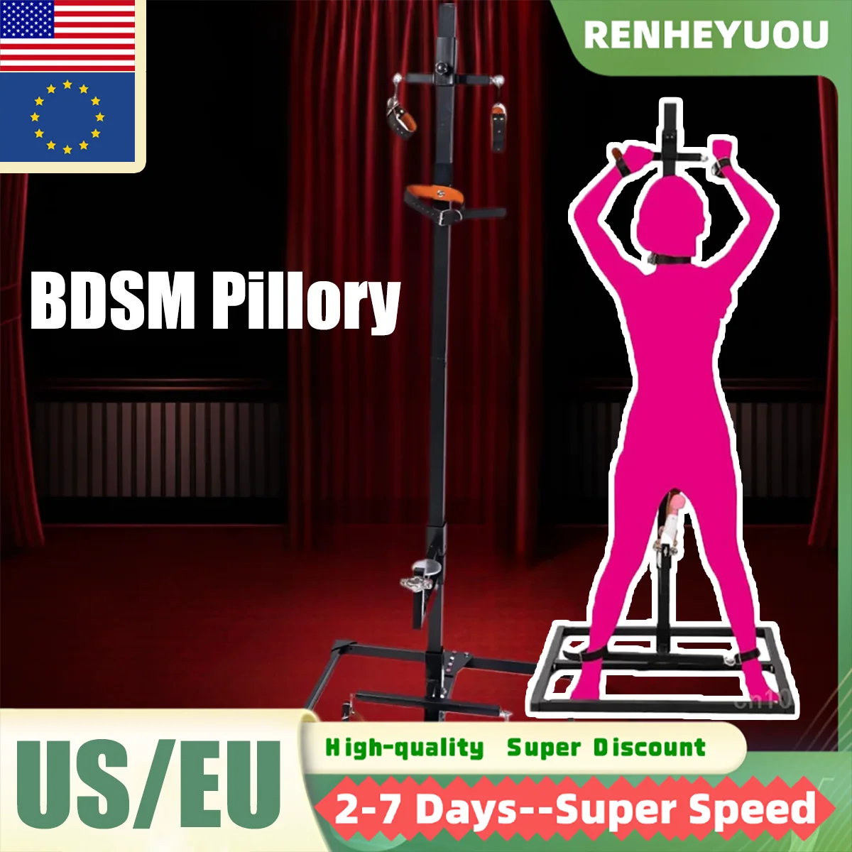 RENHEYUOU الكبار CBT Bdsm عبودية طوق الكاحل والأصفاد مجموعة أدوات الجنس للزوجين موقف الجنس Bdsm الإطار