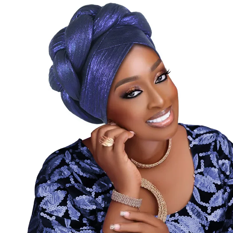 

Кепка-тюрбан с большой оплеткой для женщин, африканские женские повязки на голову, Нигерия, автогеле, головной убор, головной убор для свадебной вечеринки, тюрбан, капот, хиджаб, шляпа