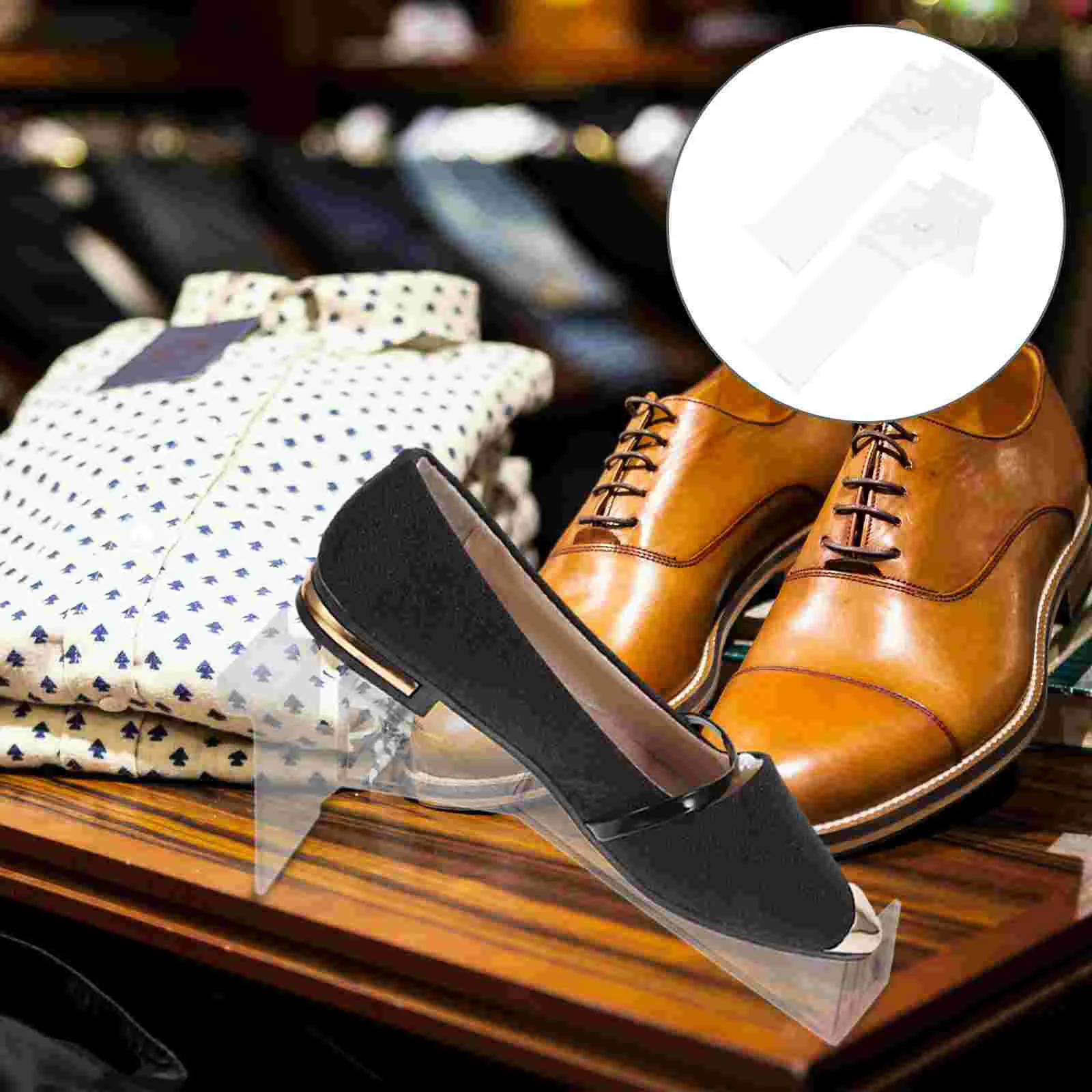 2 Pcs Shoe Display Stand Sandal Insert Rack Plastic Shelf High Heel Transparent Clear