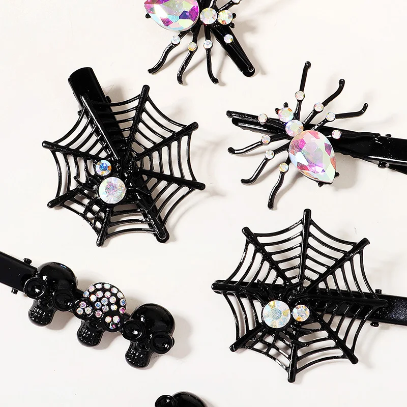 Halloween Spinne Haars pangen für Frauen Mädchen Pony Haarnadeln Strass Haars pangen Halloween Mode Prinzessinnen Haarschmuck – Detail 13