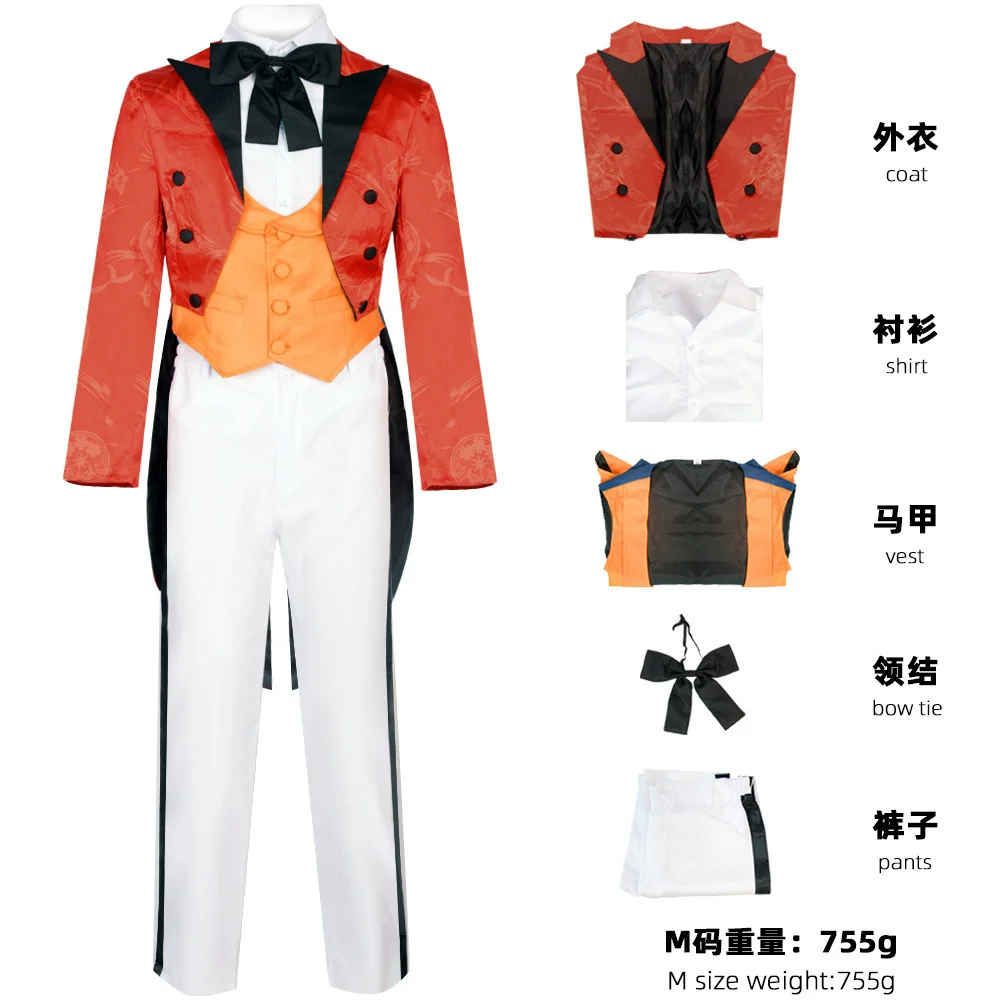 5PCS Jerome Cosplay Red Jacket Orange Vest Gental Man Suit JJoker festival Outfit Halloween Christmas Carnival Party Uniform