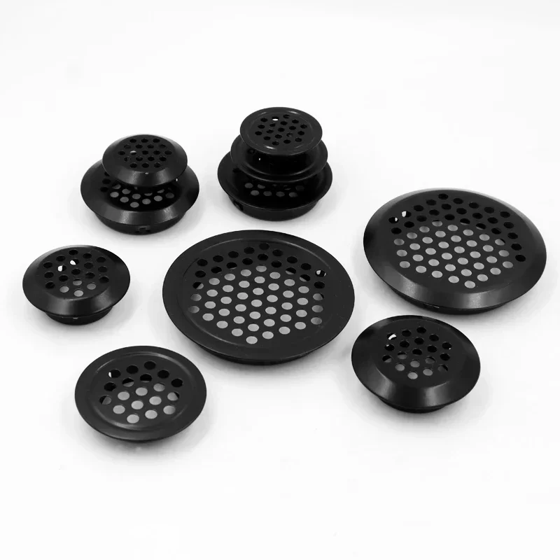 10 Uds. Conducto de aire redondo para gabinete, diámetro de ventilación de 19mm-53mm, rejilla de acero, tapón con orificio de malla, cubierta