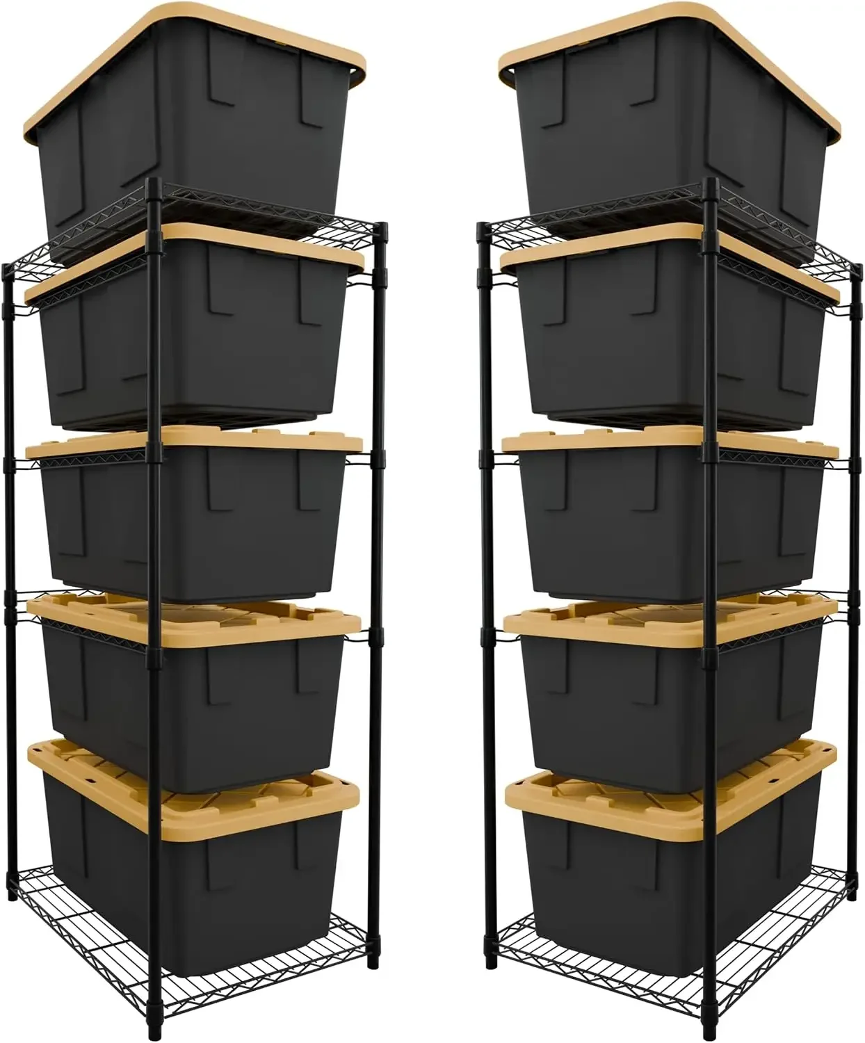 US Shipping Brand new  5-Tier Steel Tote Rack for 27 Gallon Bins - Black, 2 Pack