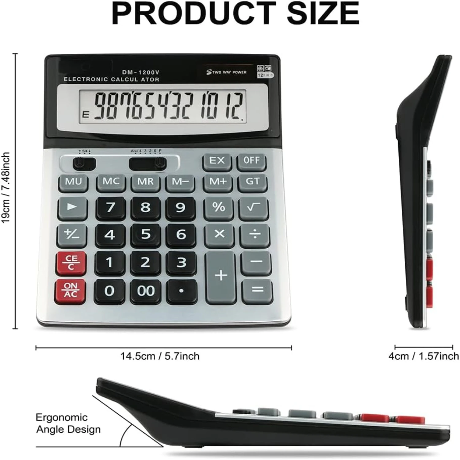 Desk Calculators,  12-Digit Solar Battery Desktop Office Calculators (Calculator 1pcs)