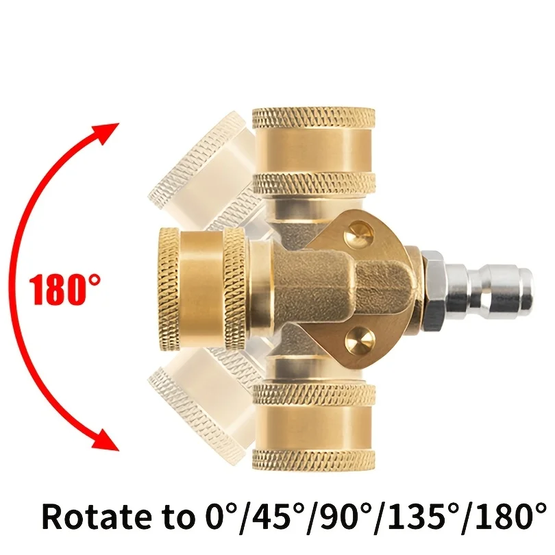 4500PSI High-Pressure Rotating Nozzle, 5 Adjustable Angles, Brass Quick Connect, 180° Rotation for Tight Spaces & Cleaning
