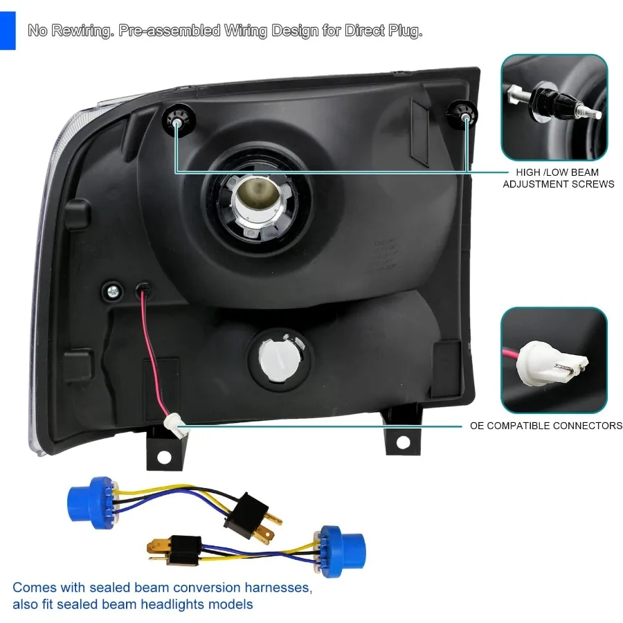 1 قطعة كروم واضح Led المصابيح الأمامية متوافقة مع 1999-2004 فورد F250 F350 F450 سوبر ديوتي 2000-2004 فورد رحلة L + R زوج رئيس