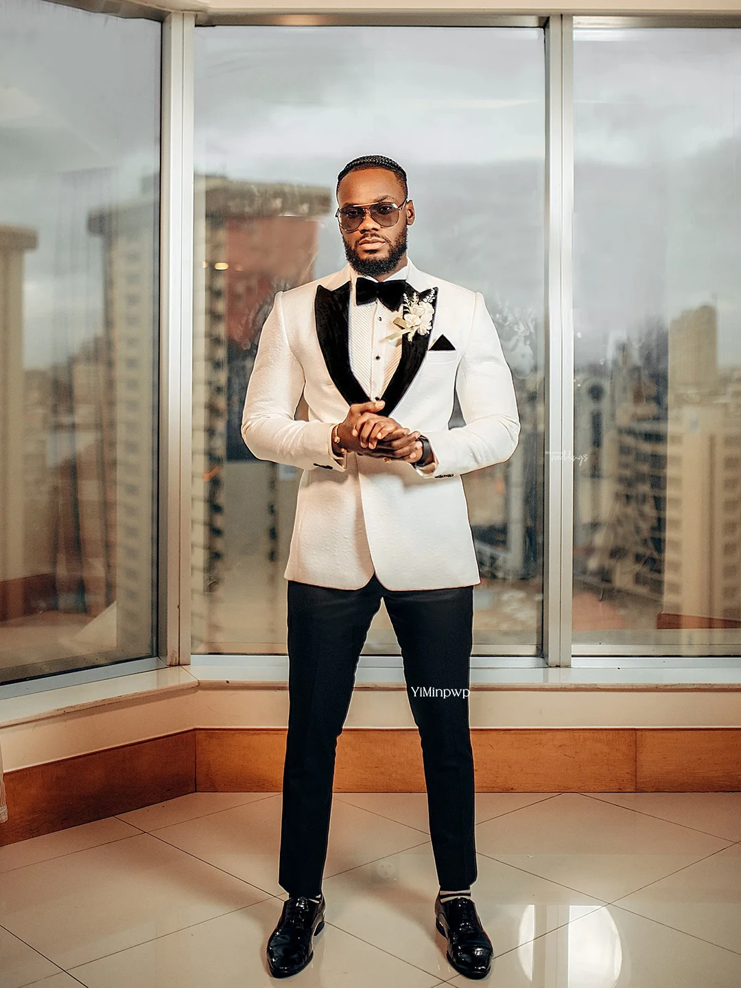 Weiße Herrenanzüge, 2-teilig, einreihig, Bräutigam, Hochzeitskleid, einzelne Slim-Fit, hochwertiger Herren-Vollanzug, Blazer-Set, Jacke + Hose