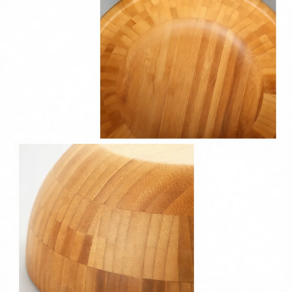 Modern Minimalist Wooden Bowl Large Salad Mixing Basin Natural Bamboo Kitchen Cooking Tools Handmade Serving Dish