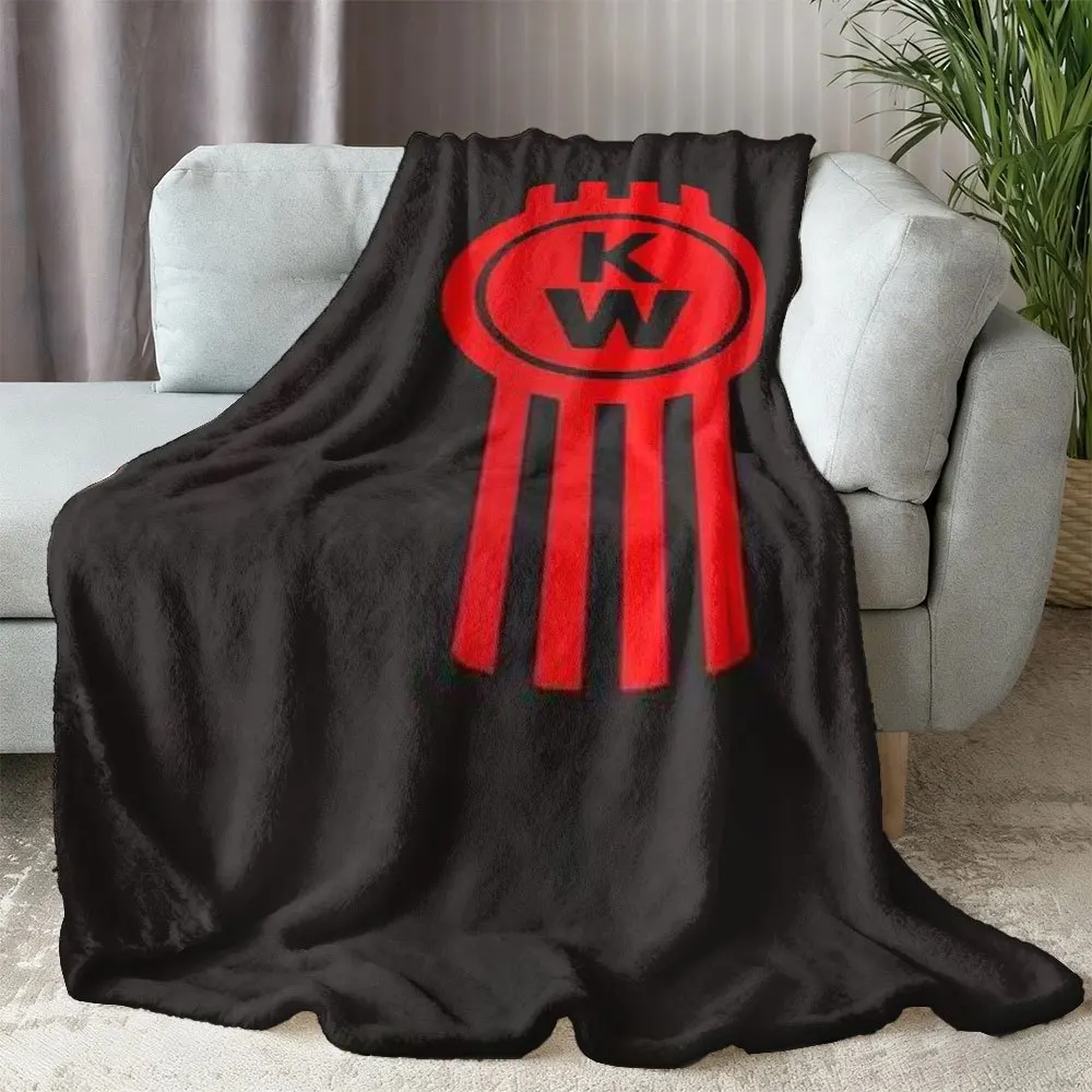 Red and Black KW Logo Cool and Eye-Catching Outdoor Camping Printed Blanket, Flannel Design, Suitable for Home, Outdoors, Picnic
