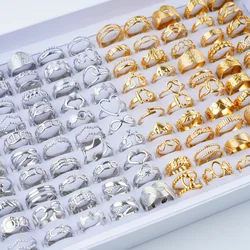 Pack of 20pcs Women's Fashion Flower Heart Snake Stainless Steel Jewelry Open Rings Not Fade Mix Style
