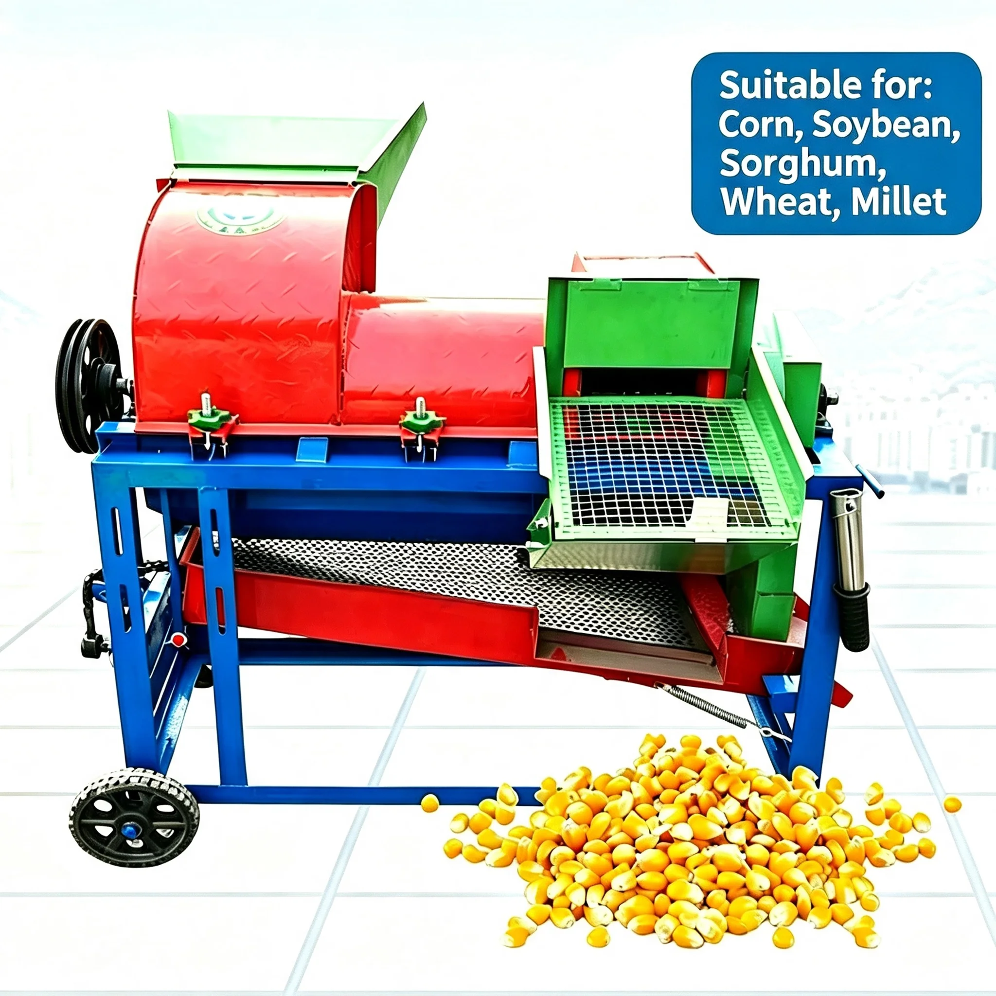 Multifunctional Agriculture Maize Corn Rice Wheat Sorghum Soybean Willet Rapeseed Thresher Sheller Dehuller Process Peel Machine