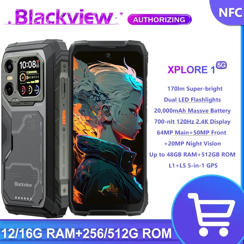 Уличный мобильный телефон Blackview XPLORE 1, водонепроницаемый прочный смартфон 5G, Android 15, дисплей 6,78 дюйма 2,4K, 16 ГБ + 512 ГБ, 20000 мАч Уличный мобильный телефон Blackview XPLORE 1, водонепроницаемый прочный смартфон 5G, Android 15, дисплей 6,78 дюйма 2,4K, 16 ГБ + 512 ГБ, 20000 мАч