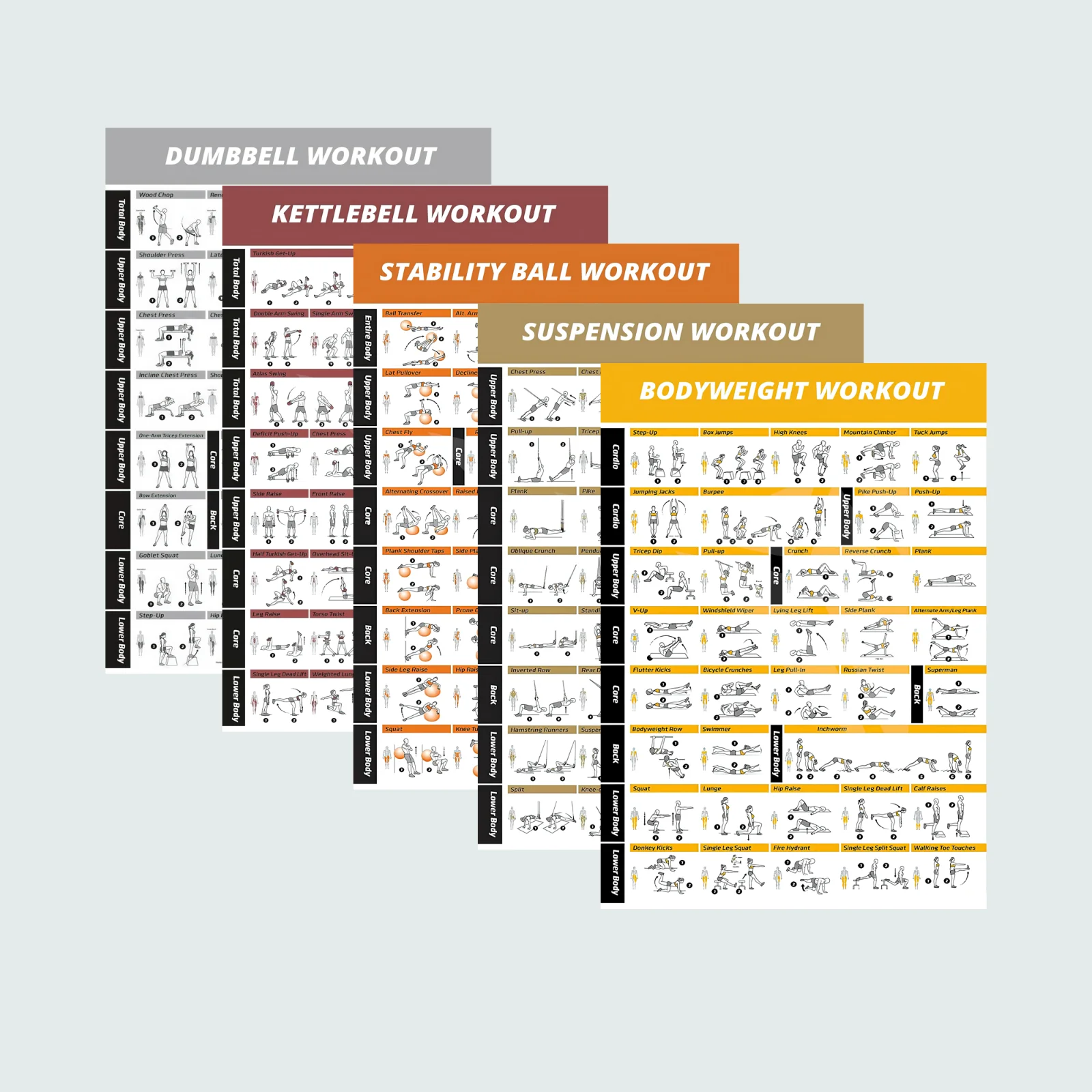 GYM WORKOUT POSTERS Exercises Dumbbell Kettle bell Training Posters Wall Art Rome Decoration