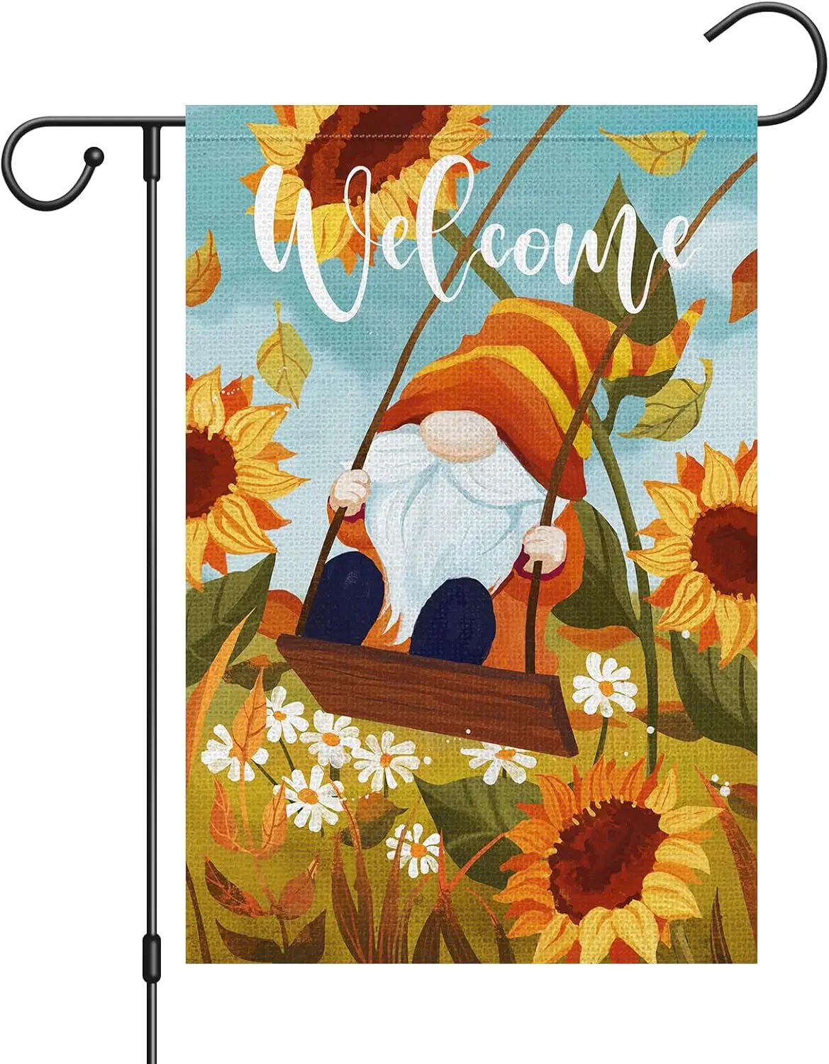 Fall Garden Flags 12x18 Double Sided, Vertical Burlap Welcome Fall Gnome Garden Flag Small Thanksgiving Autumn Farmhouse Yard Ou