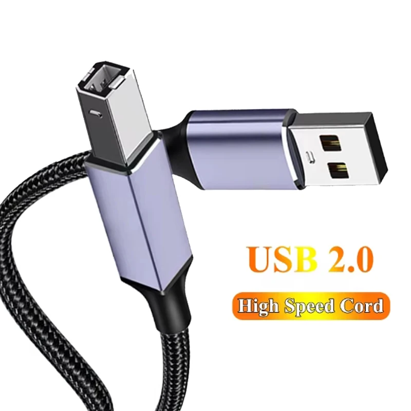 0.5/1/2/3m High Speed 2.0 Printer Cable Type C To USB B Male To Male High Quality Braided Nylon Printer Wire For Laptop Scanner