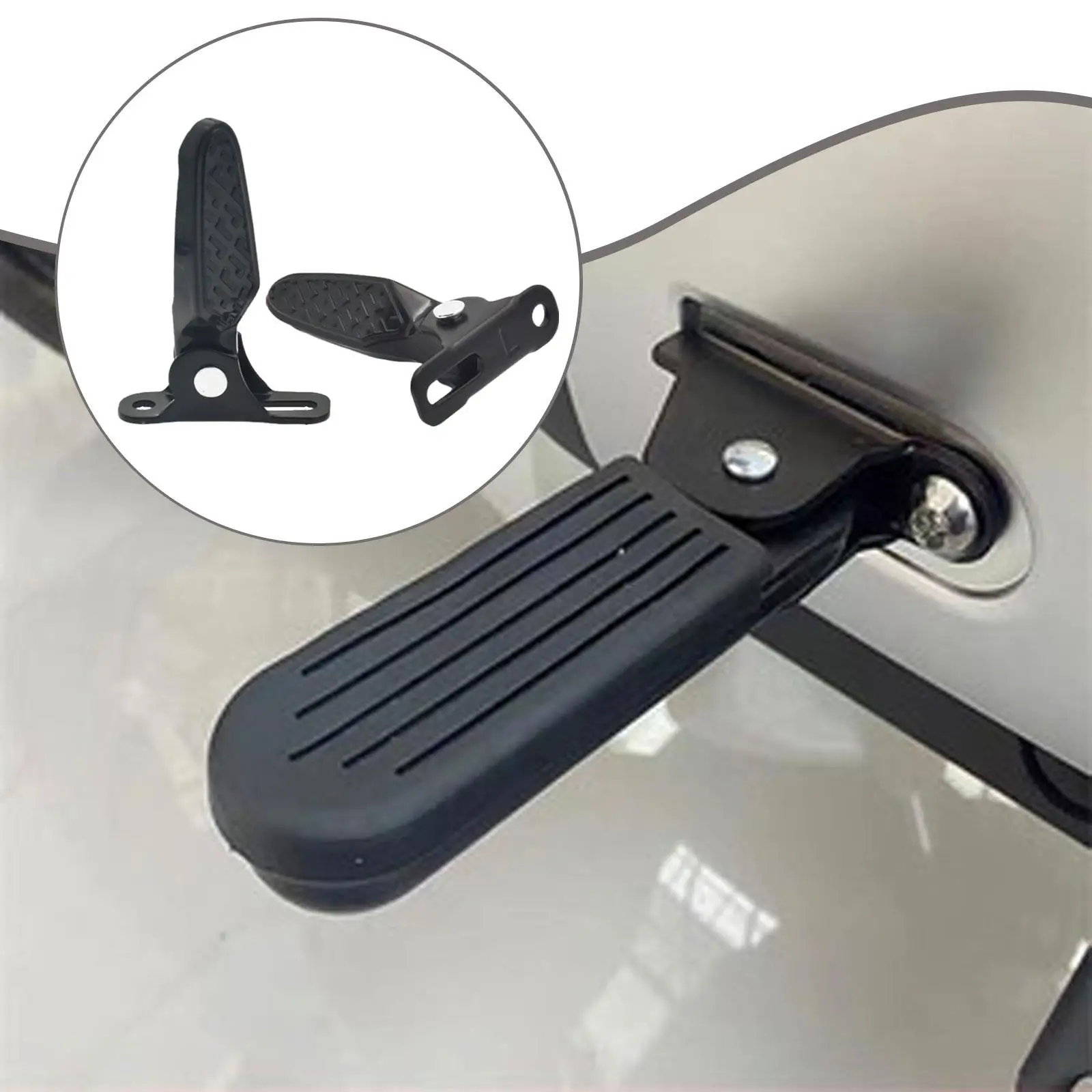 

2 Pieces Electric Bike Footrests Simple Installation Professional Sturdy Repair Parts Black Attachment Aluminum Alloy Footpegs