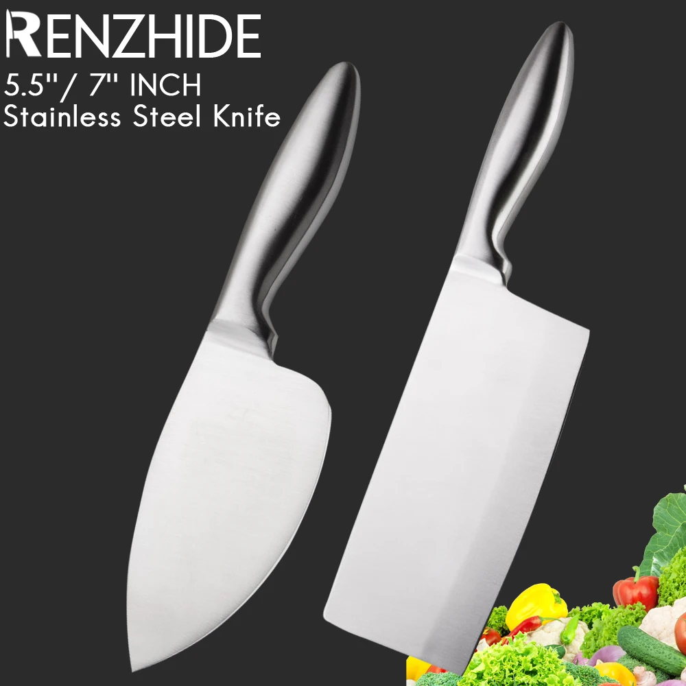 

RZD Fishing Fillet Cooking Cleaver Chopping 2PCS Set Stainless Steel Meat Vegetable Full Tang Blade Japaese Style Knives Tools