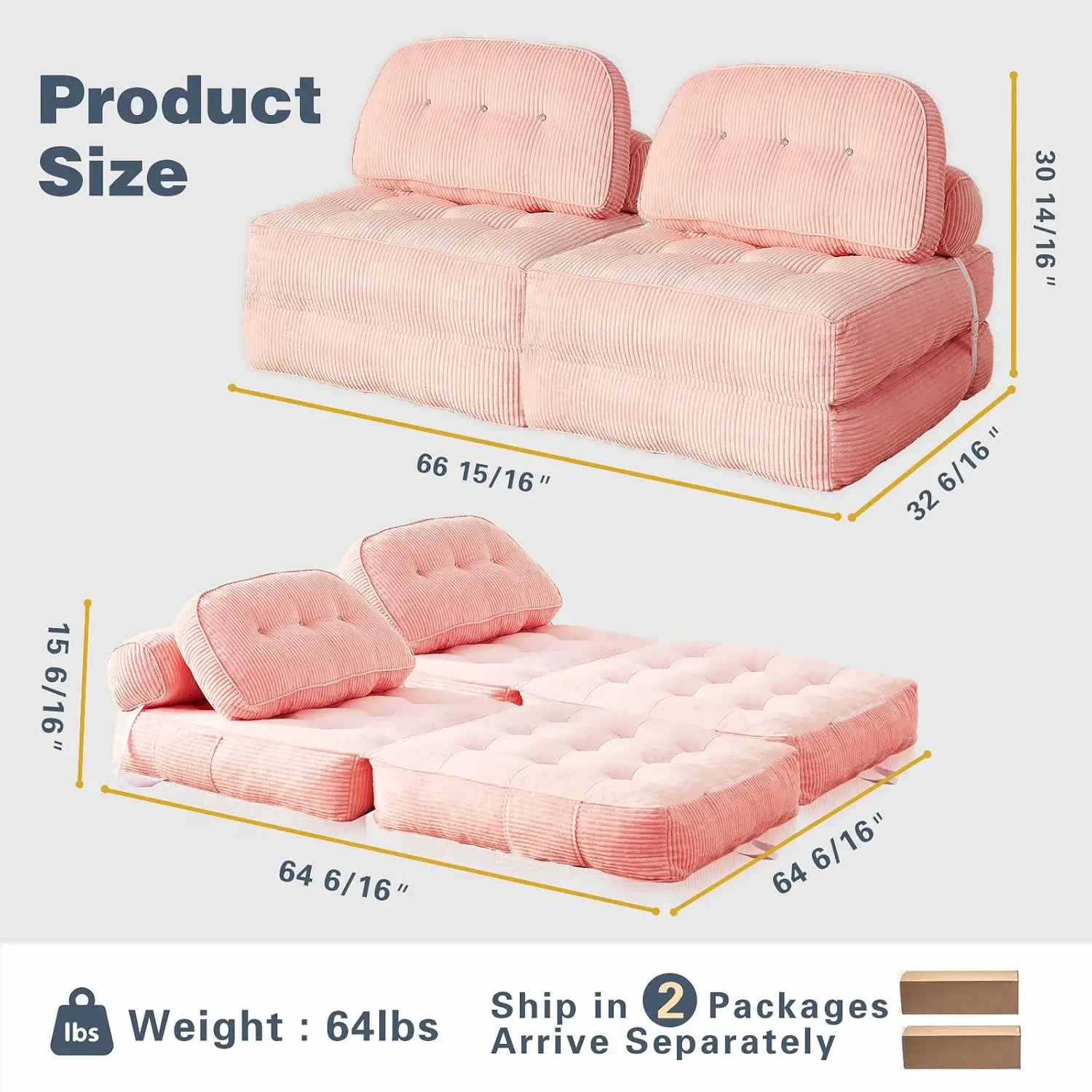 Compressed 2 Seater Sofa Bed,66