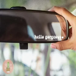 Car sticker Hello beautiful car rearview mirror Vinyl rearview mirror sticker Racing helmet Car rear window waterproof sticker