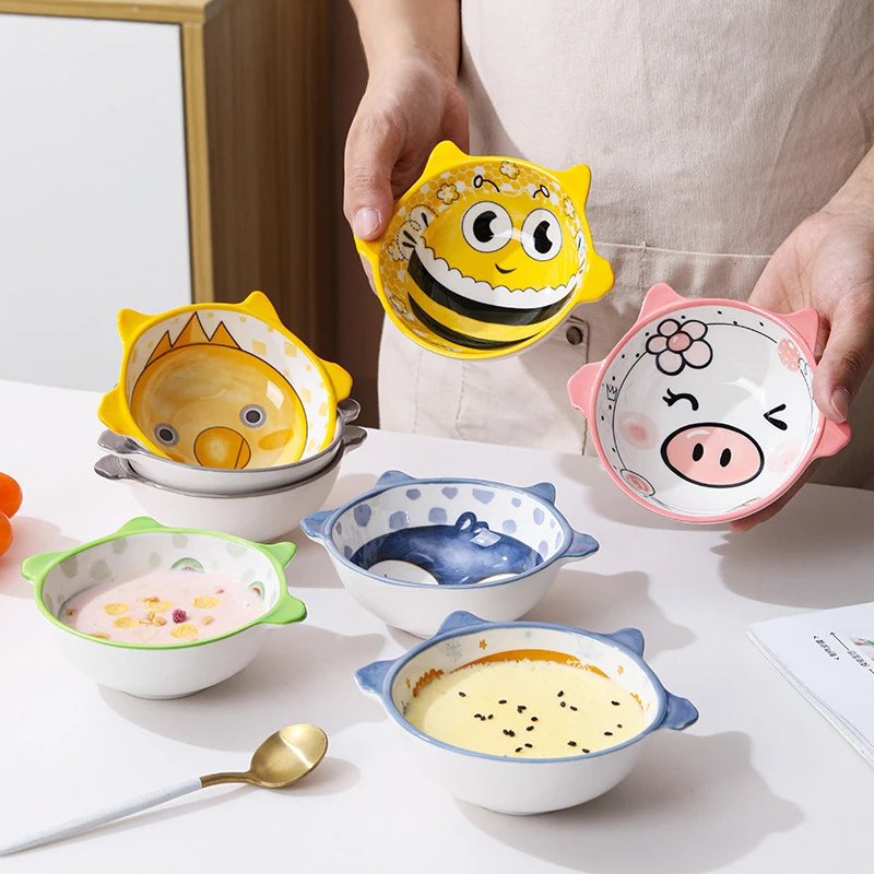 Cute Cartoon Animals Dish Creative Ceramic Seasoning Dish Porcelain Dipping Saucer Plate Snack Plate Kitchen Supplies Tableware