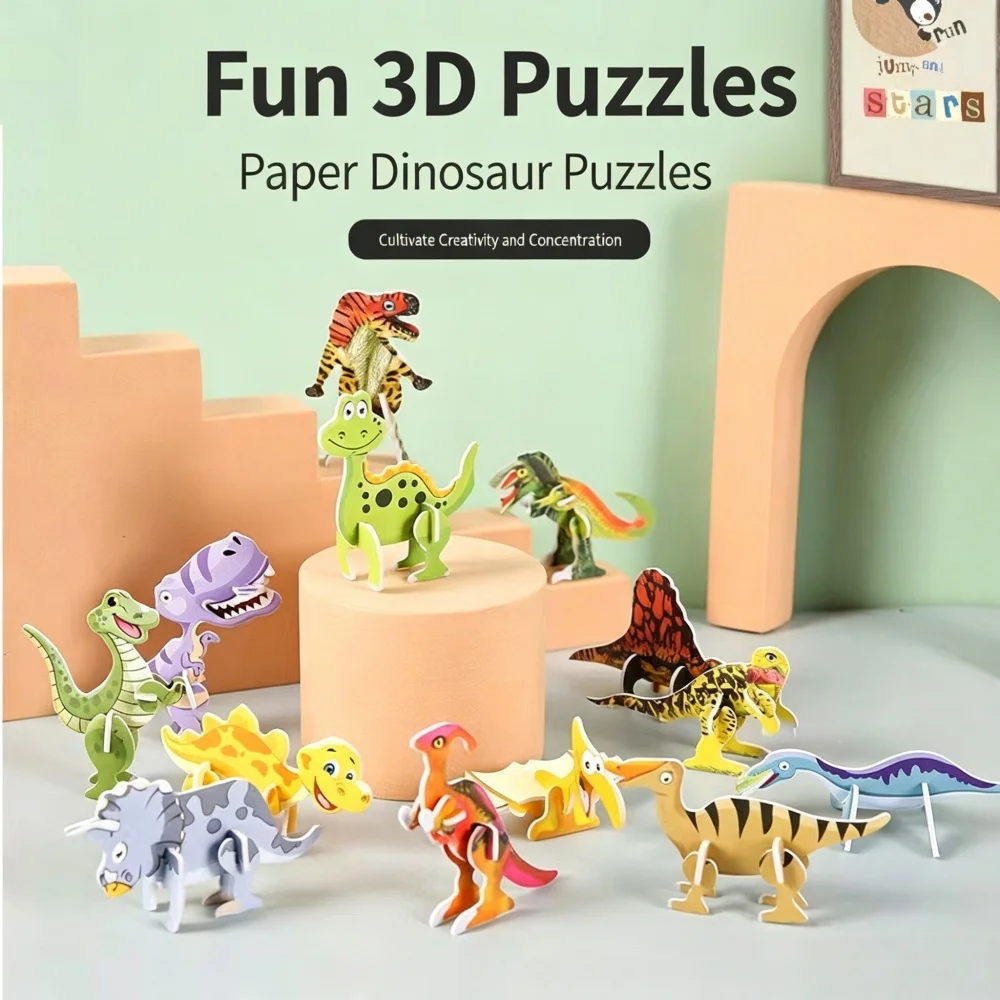 30Pcs 3D Mini Puzzle Set Paper Jigsaw Kit DIY Assembly Models of Military Vehicles Dinosaurs Insects for Party Favors and Decor