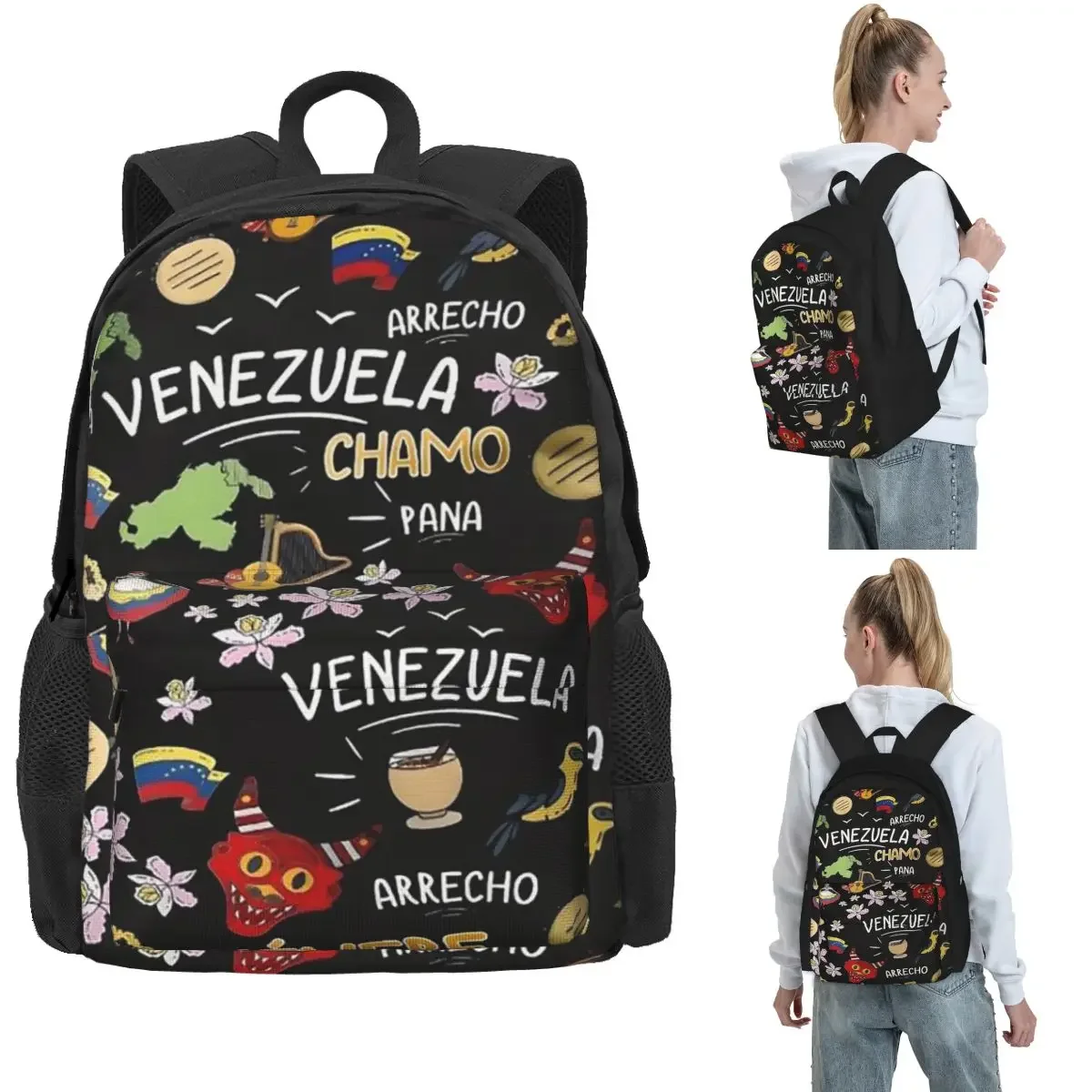 Arepas Venezuela Backpack Hot Sale Daypack Large Capacity Boys Girls BookBag School Bag Shoulder Bags for Men Women