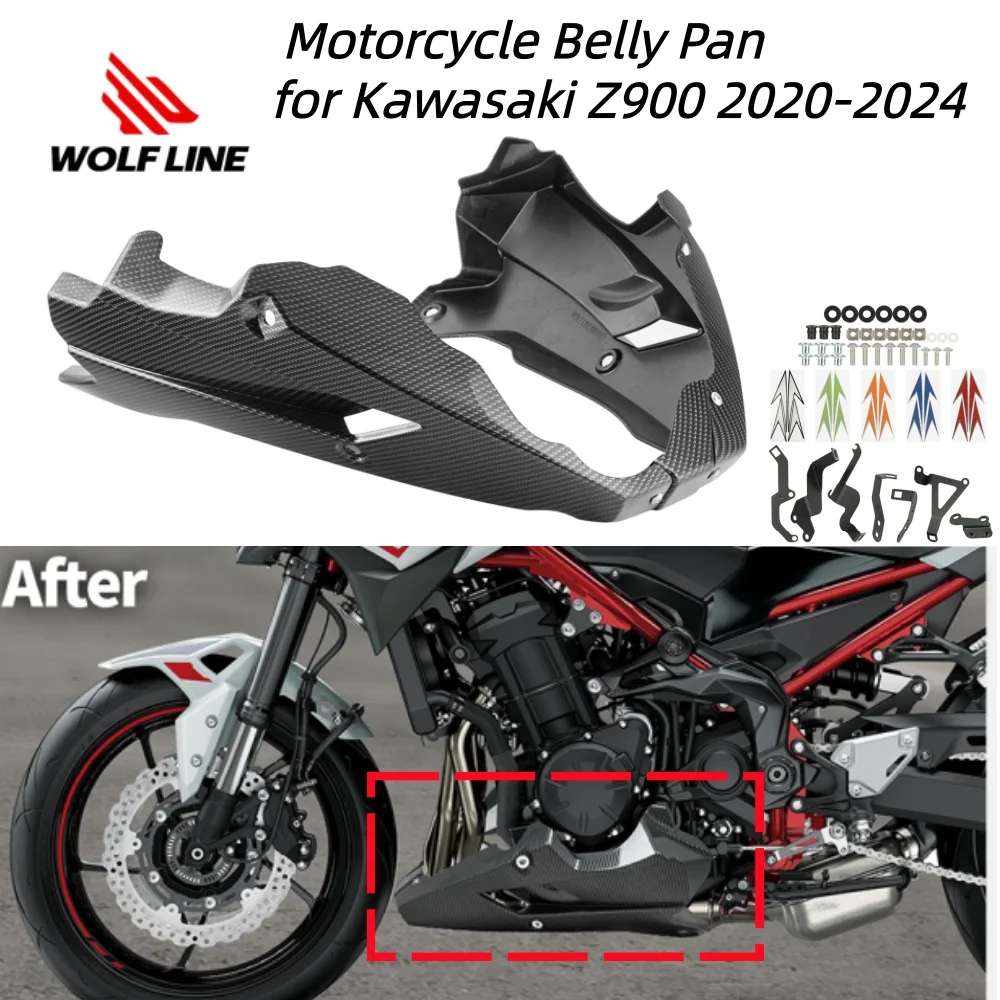 

Wolfline Motorcycle Belly Pan Fairing Engine Lower Protector Cowl for Kawasaki Z900 2020-2024 2021 Motorbike Skid Plate Cover