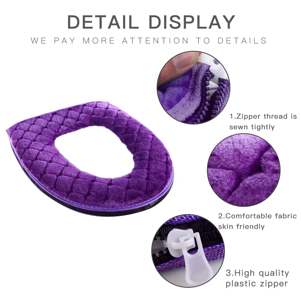 Bathroom Toilet Seat Cover Soft Winter Warm Plush Cushion O-shaped Washable Toilet Lid Cushion Household Supplies 37cm×44cm