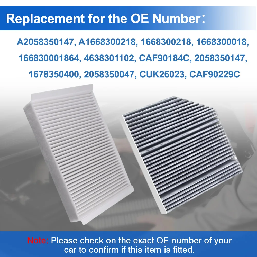 2pcs Cabin Air Filter Kit A2058350147, A1668300218, 1668300218 For Mercedes-Benz C300 C350E C400 CLS450 E300 E350 E450