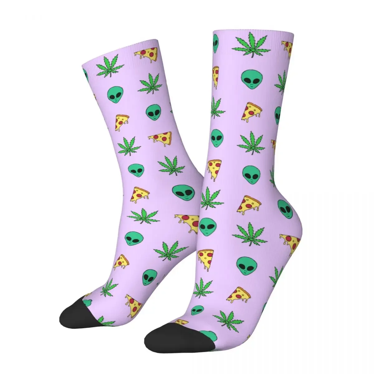 Funny Trippy Leafs Pizza Slices Aliens Basketball Crew Socks Merchandise Crew Socks Non-slip Amazing Gift