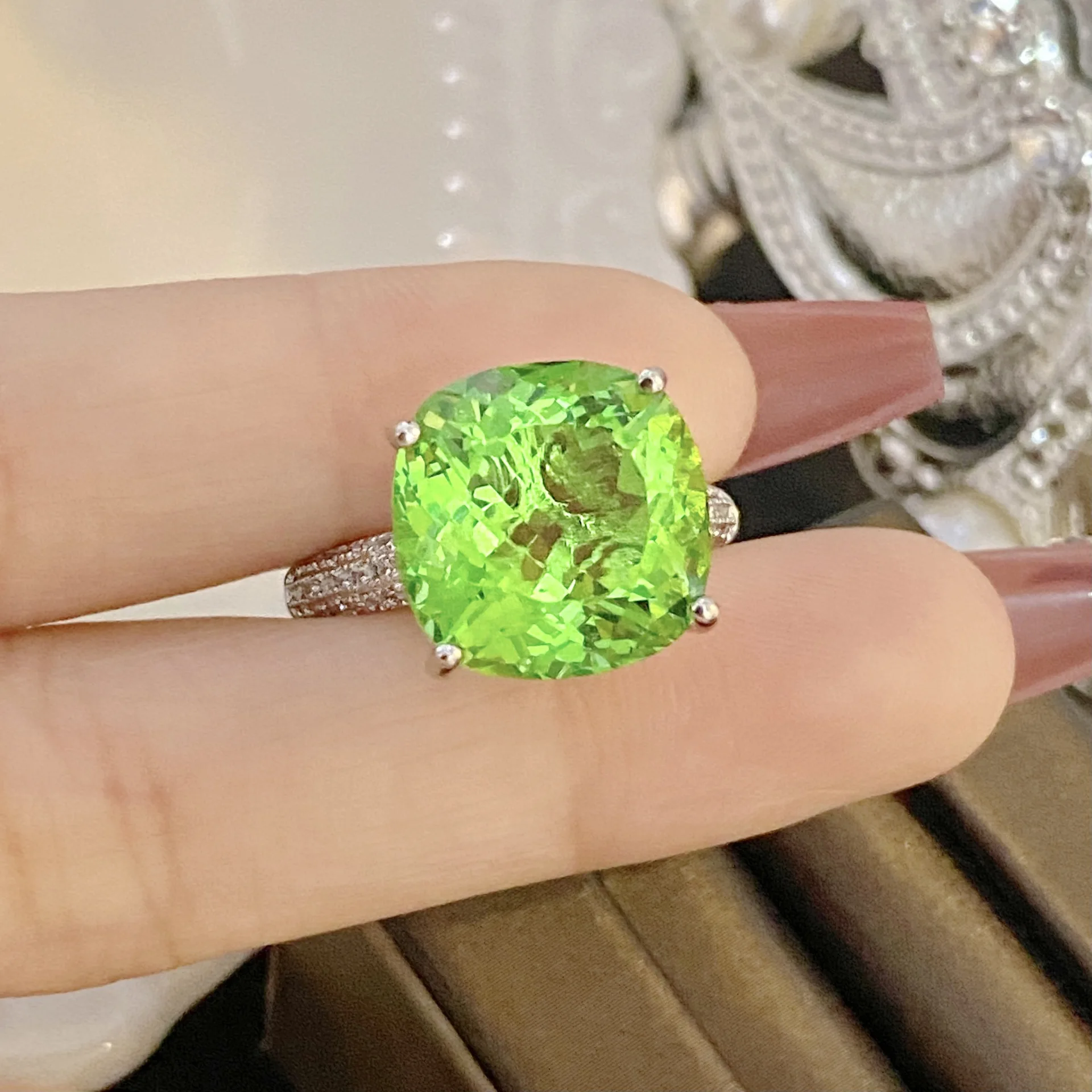 High Quality 925 Silver Color Lab Diamond Wedding Band Rings for Women 12 Carat Solitaire Proposal Bridal Open Ring Jewelry