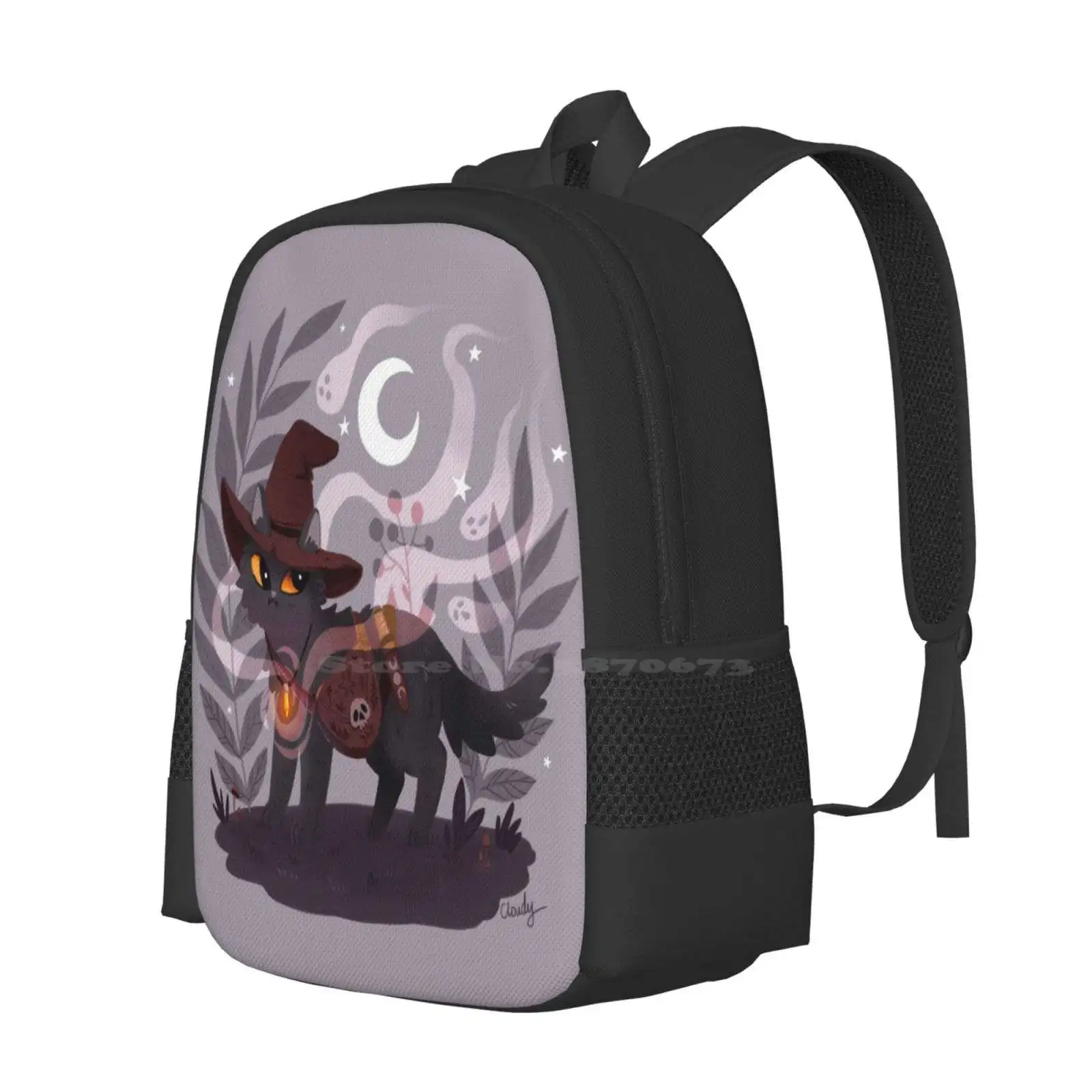 Witchy Business Backpack For Student School Laptop Travel Bag Black Cat Halloween Magical Witchcraft Witchy Night Moon Witch