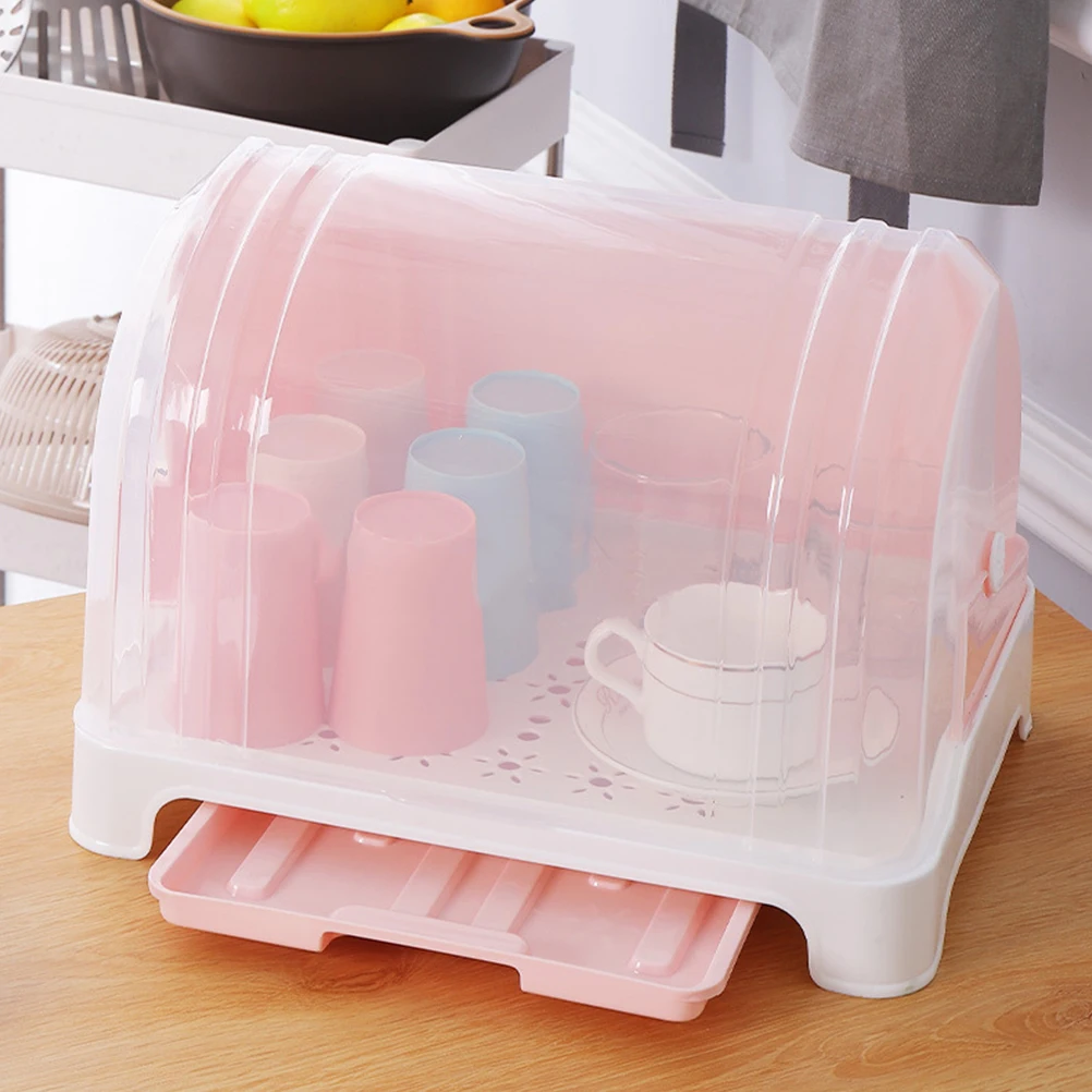 

Baby Bottle Drying Rack Storage Box for Cups Dishes Plates Pink Great Capacity Keeps Kitchen ganized Hygienic Plastic
