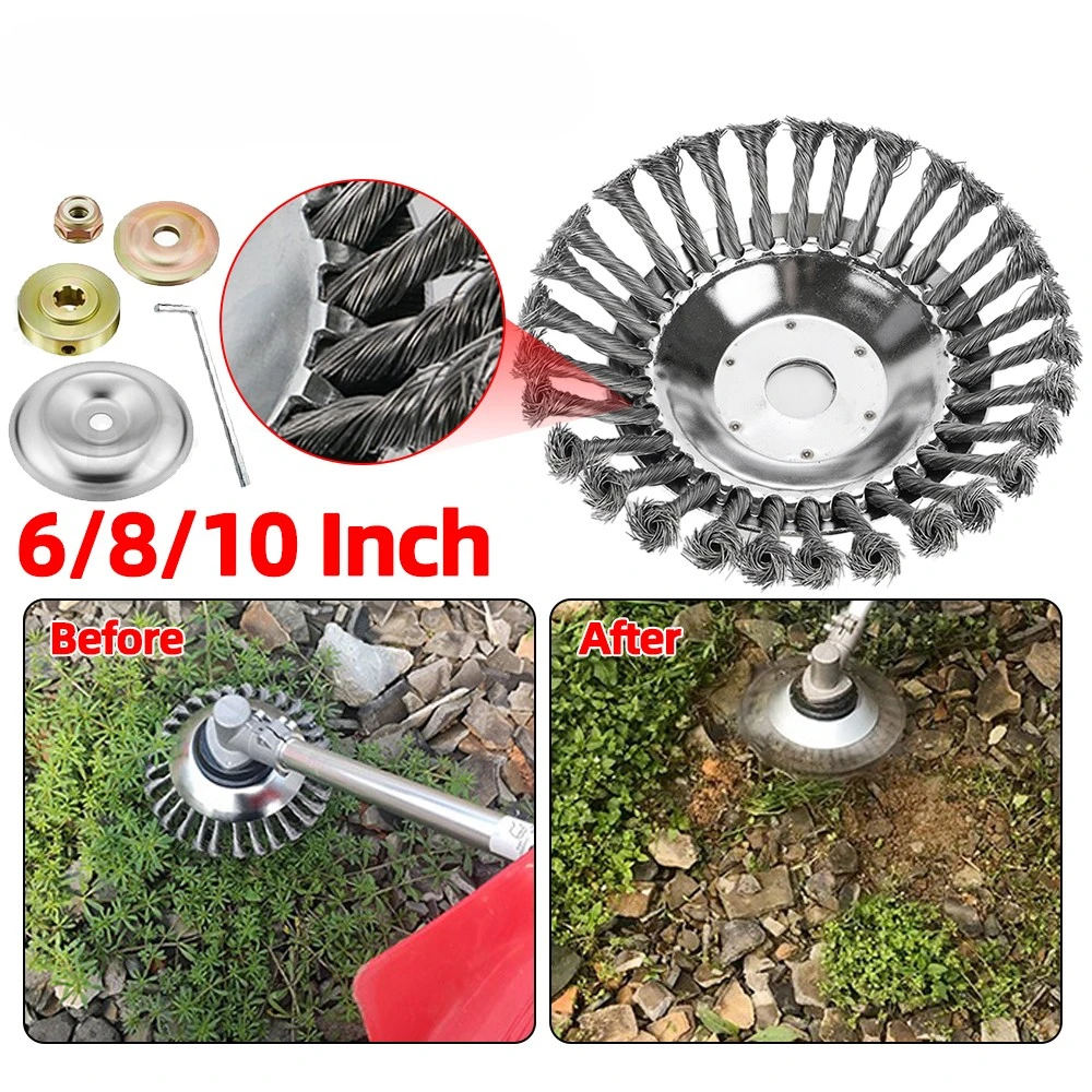 

New Upgrade 6 Inch Steel Wire Wheel Brush Disc Weed Brush Cutter Head Garden Lawn Mower Universal Grass Trimmer Head Cutter Tool