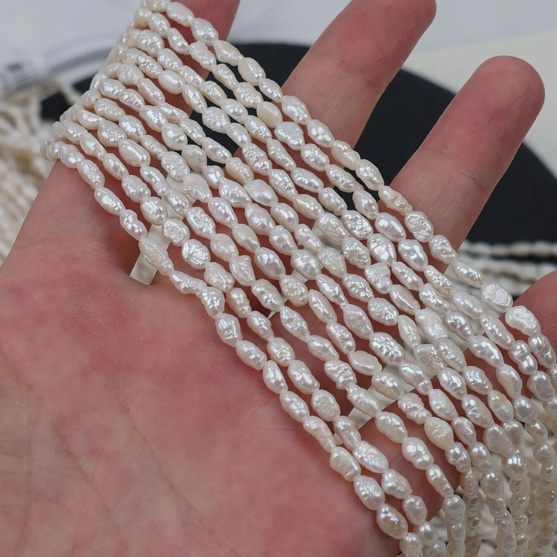 3-4mm Mini Freshwater Cultured Pearl Strands Bright Luster Semi-finished Pearls DIY Handmade Necklace Bracelet Jewelry Accessory