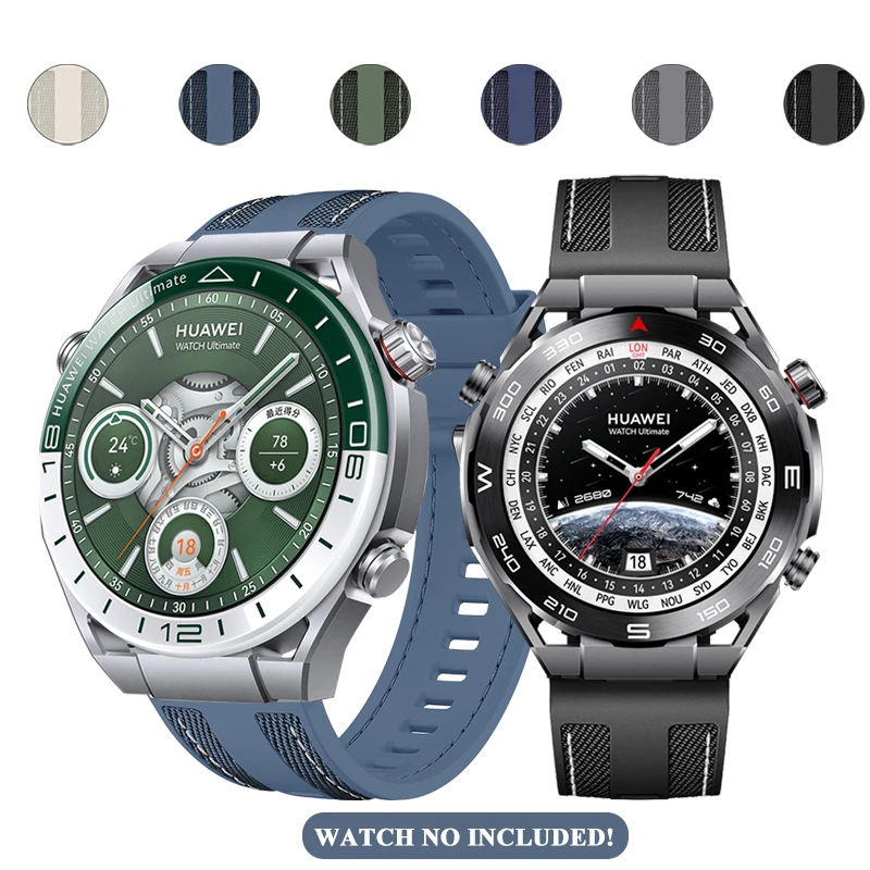 22mm Replacement Silicone Nylon Wrist Watch Band Fit for Huawei Watch Ultimate Soft Strap Suitable for Huawei Watch GT3 Pro 46mm