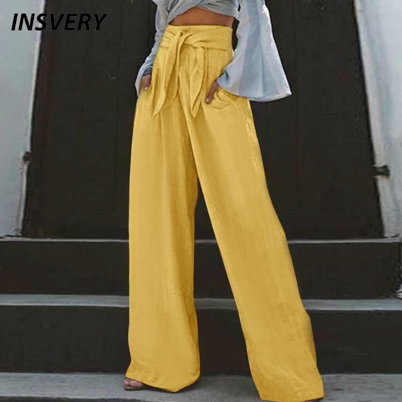 

Autumn Pants Women Fashion High Waist Lace Up Loose Long Trousers Female Casual Wide Leg Pants 2023