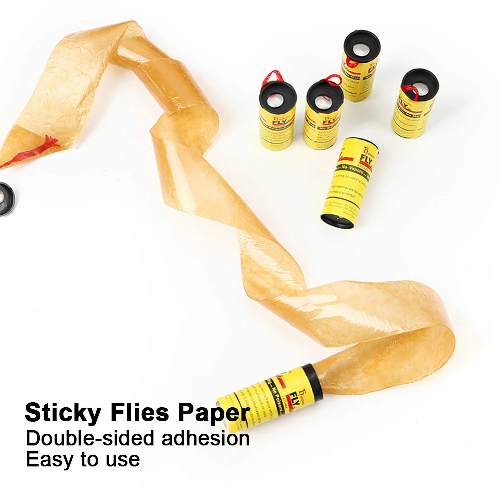 4-120Pcs Fly Sticky Paper Strip Strong Glue Double Sided Flies Paper Strips Flying Insect Bug Mosquitos Catcher Roll Tape