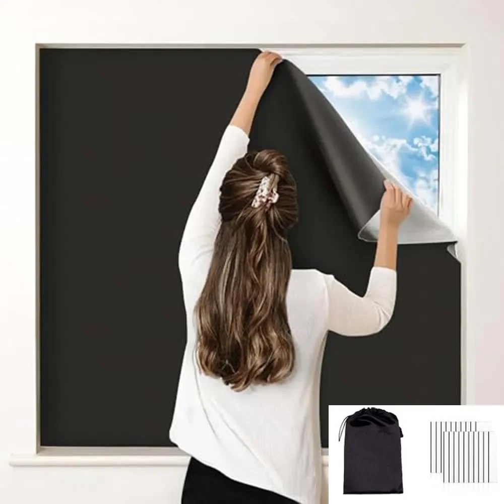 210D ضوء قابل للإزالة حجب أحلك نافذة القماش DIY بها بنفسك إجمالي زجاج التعتيم الخصوصية سواد نافذة تينت نافذة سوداء ملصق