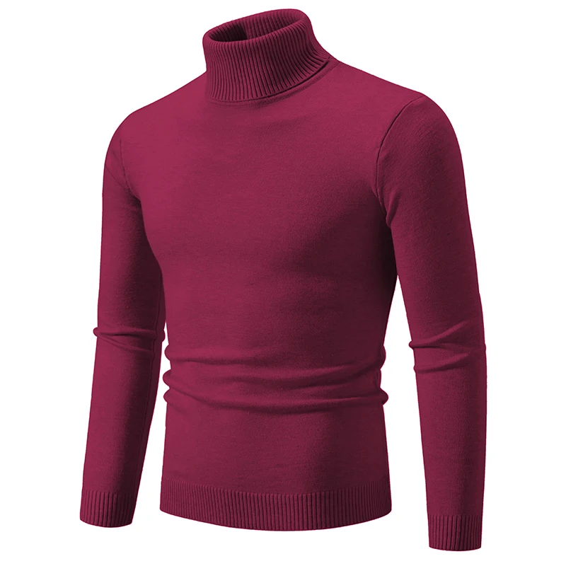 

New Men's Bottoming Pullover Knit Sweater Fashion Casual High Neck Solid Color Versatile Sweater