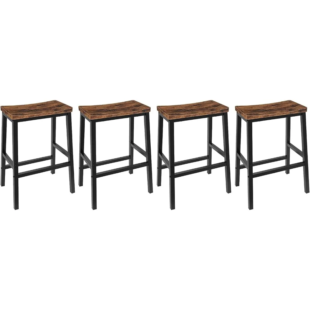 

4-piece set of bar stools, counter high bar stools, 23.6 inch bar chairs, saddle stools with footrests