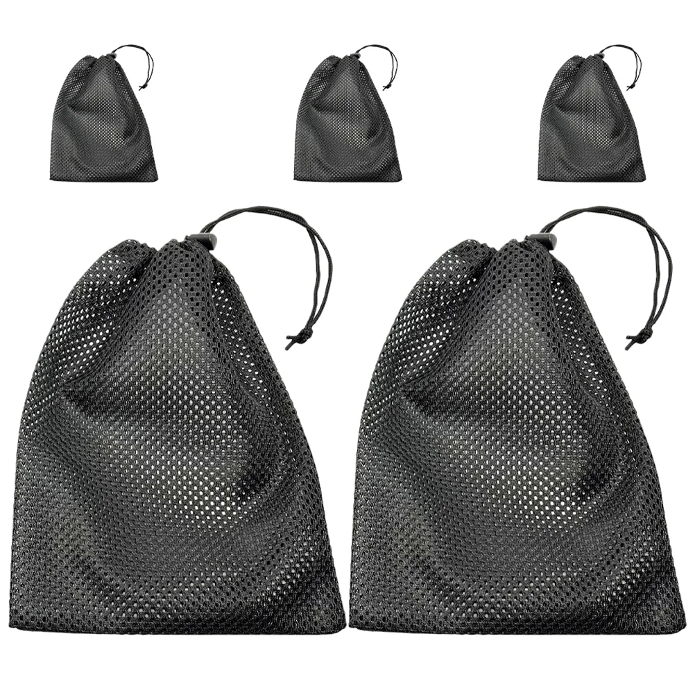 

5 Pcs Mesh Drawstring Bag Ball Net Bags Toy Storage of Golf Balls Black Gym Shower Child