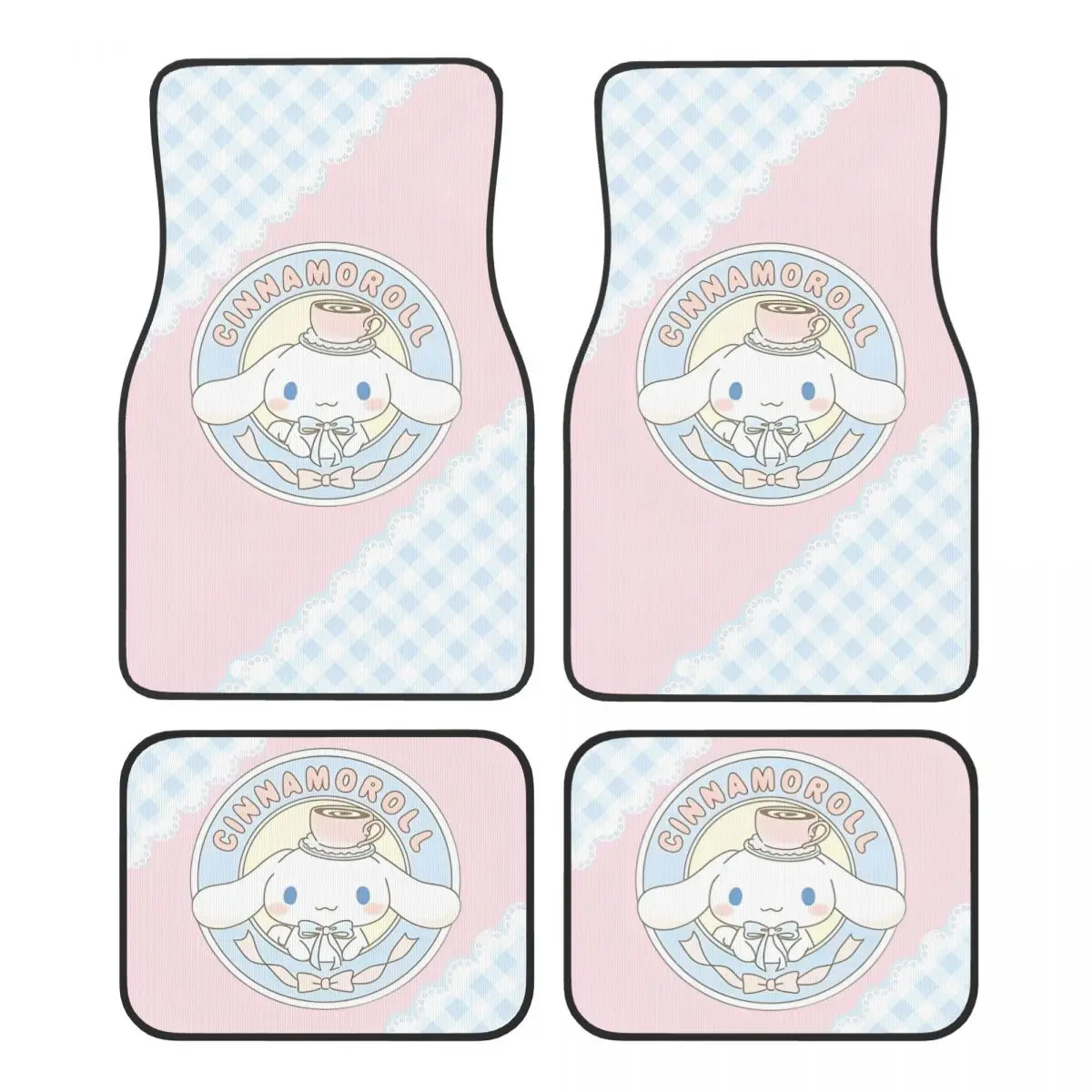 

Коврики Cinnamoroll Kawaii с героями мультфильмов для автомобилей, всепогодные противоскользящие коврики, полный комплект автомобильных аксессуаров
