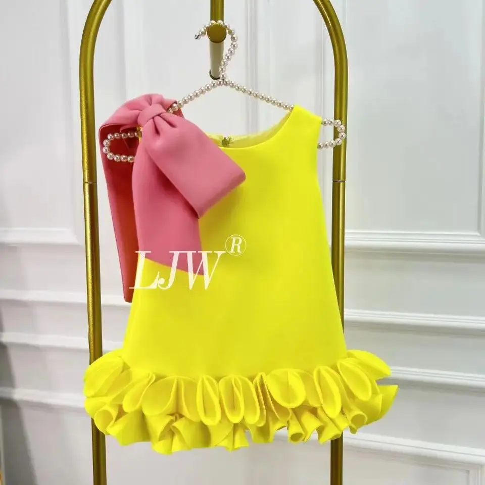 

Lovely Baby Flower Girl Dress Big Bow Fashionable Sleeveless Girl Carnival Birthday Party Princess Dress First Communion Gowns