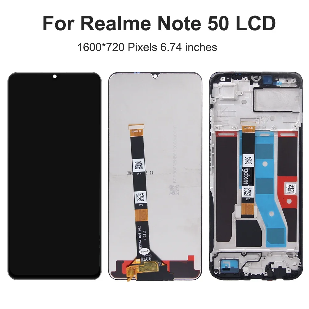 For OPPO Realme Note 50 6.74\'\'For Realme Note50 RMX3834 LCD Display Touch Screen Digitizer Assembly Replacement