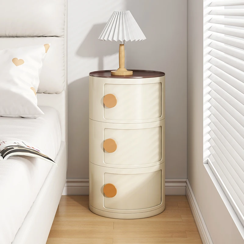 

Round nightstand replacement home bedroom small side several storage cabinets new simple modern storage rack
