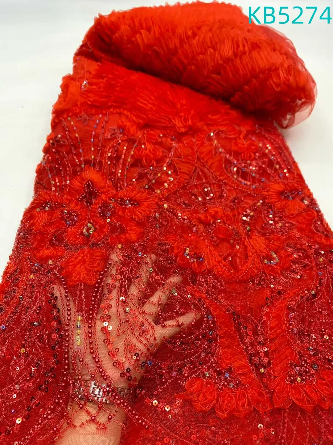 African Lace Fabric 5 Yards High Quality 2025 Blue Beaded French Mesh Lace Fabric Sequence Tulle Lace Fabrics For Sewing KB5274